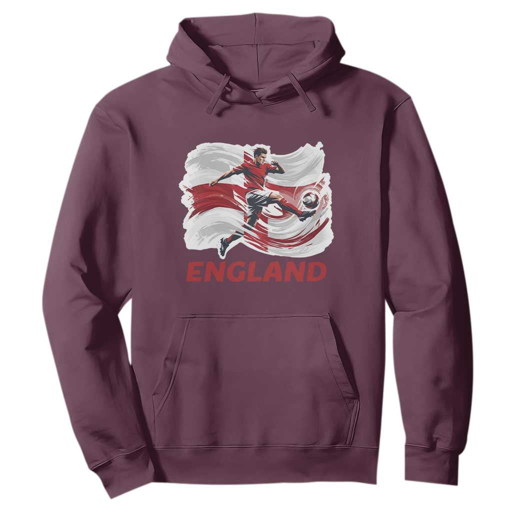 England Soccer Fan English Flag Hoodie TS14 Maroon Print Your Wear