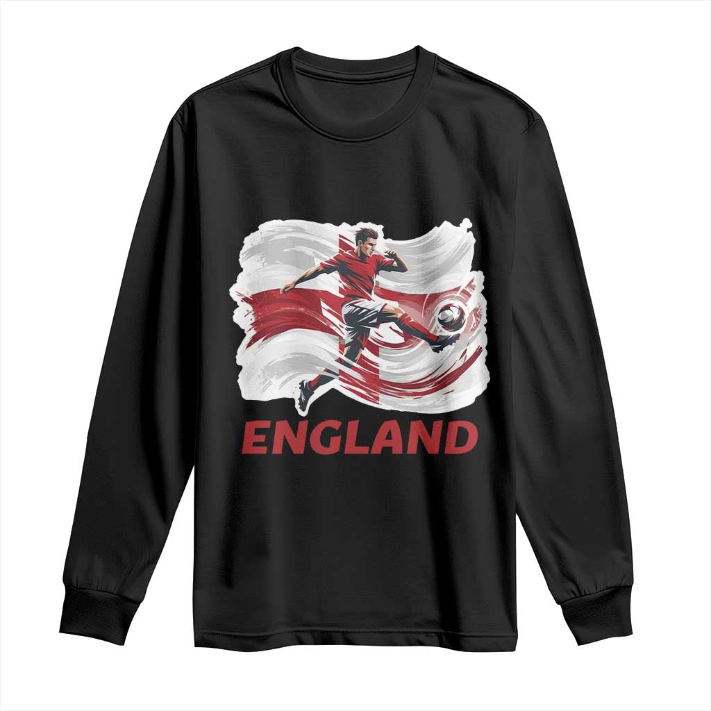 England Soccer Fan English Flag Long Sleeve Shirt TS14 Black Print Your Wear