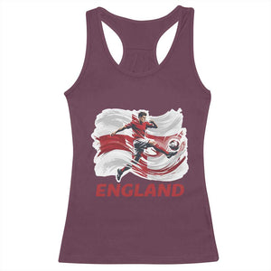 England Soccer Fan English Flag Racerback Tank Top TS14 Maroon Print Your Wear