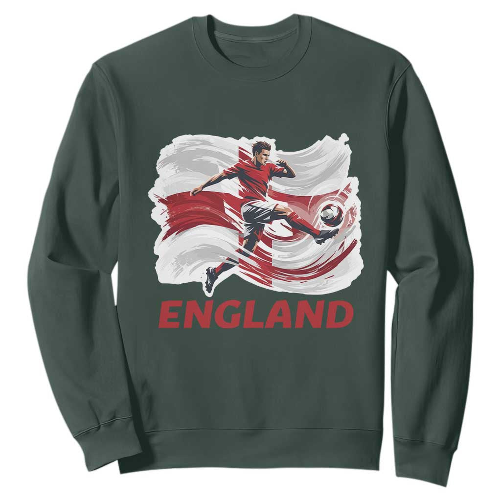England Soccer Fan English Flag Sweatshirt TS14 Dark Forest Green Print Your Wear