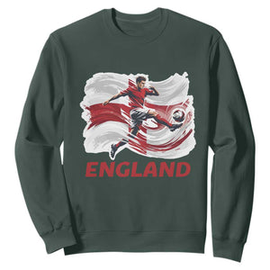 England Soccer Fan English Flag Sweatshirt TS14 Dark Forest Green Print Your Wear