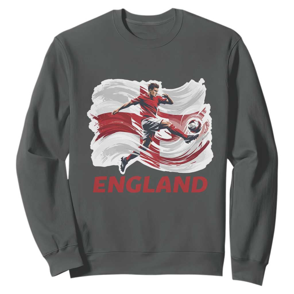 England Soccer Fan English Flag Sweatshirt TS14 Dark Heather Print Your Wear