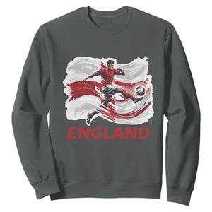 England Soccer Fan English Flag Sweatshirt TS14 Dark Heather Print Your Wear