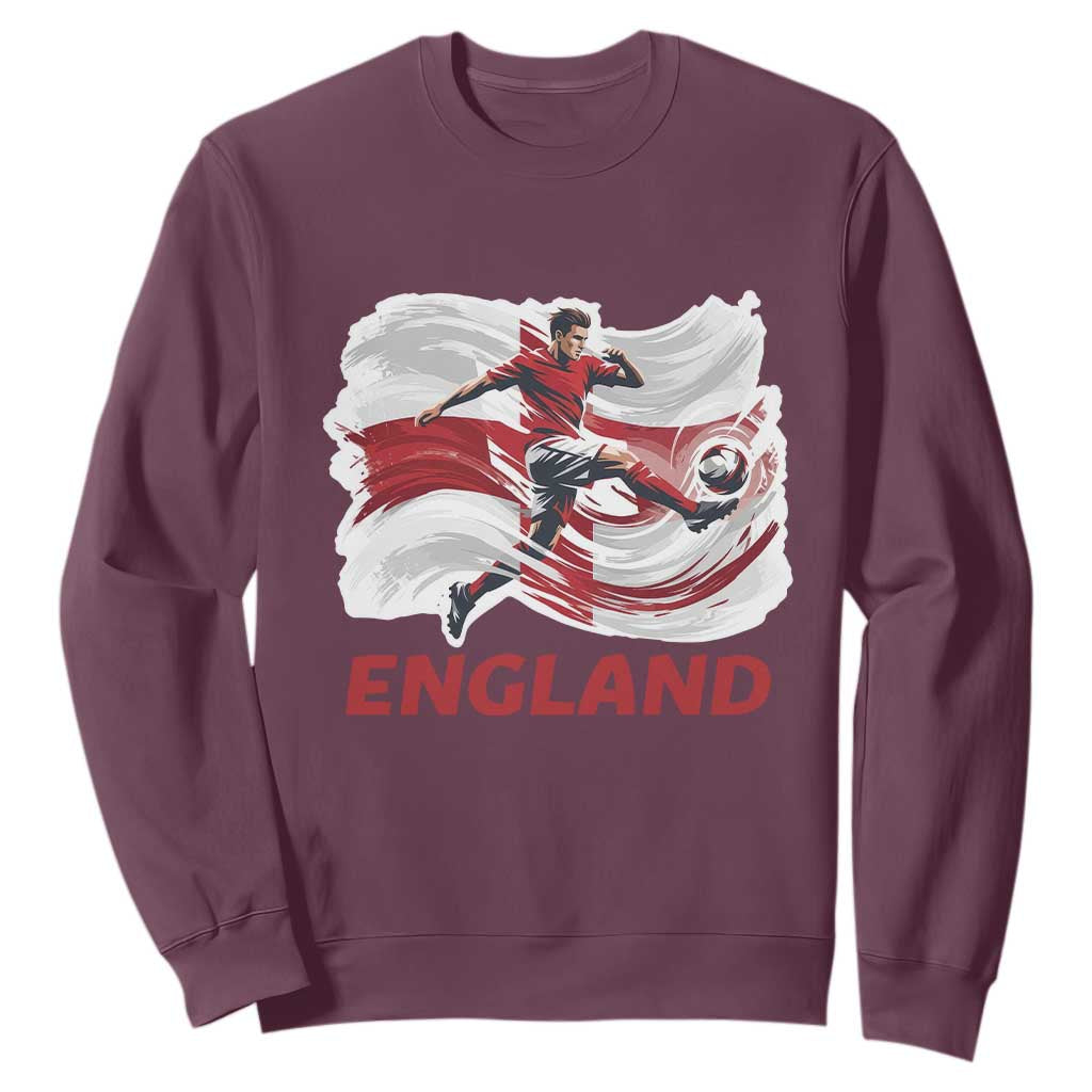 England Soccer Fan English Flag Sweatshirt TS14 Maroon Print Your Wear