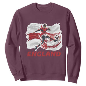 England Soccer Fan English Flag Sweatshirt TS14 Maroon Print Your Wear