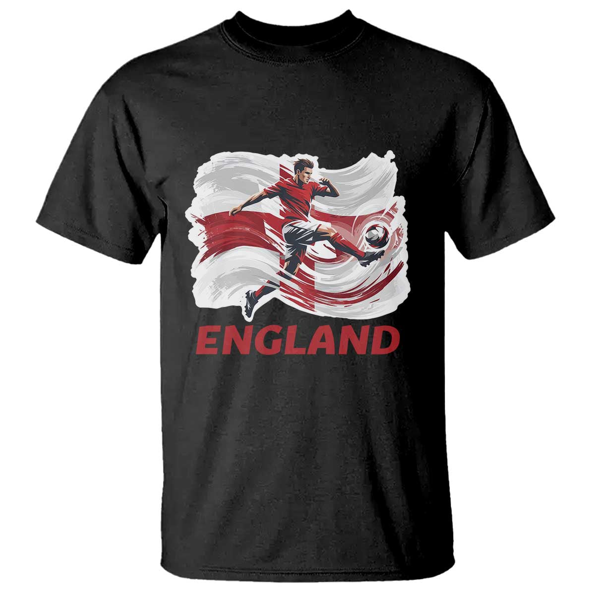 England Soccer Fan English Flag T Shirt TS14 Black Print Your Wear