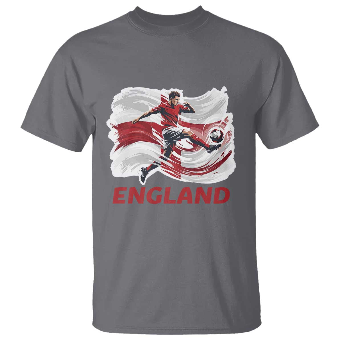 England Soccer Fan English Flag T Shirt TS14 Charcoal Print Your Wear