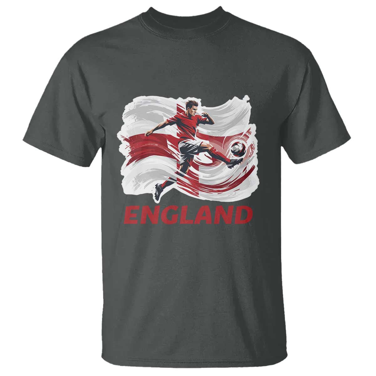 England Soccer Fan English Flag T Shirt TS14 Dark Heather Print Your Wear