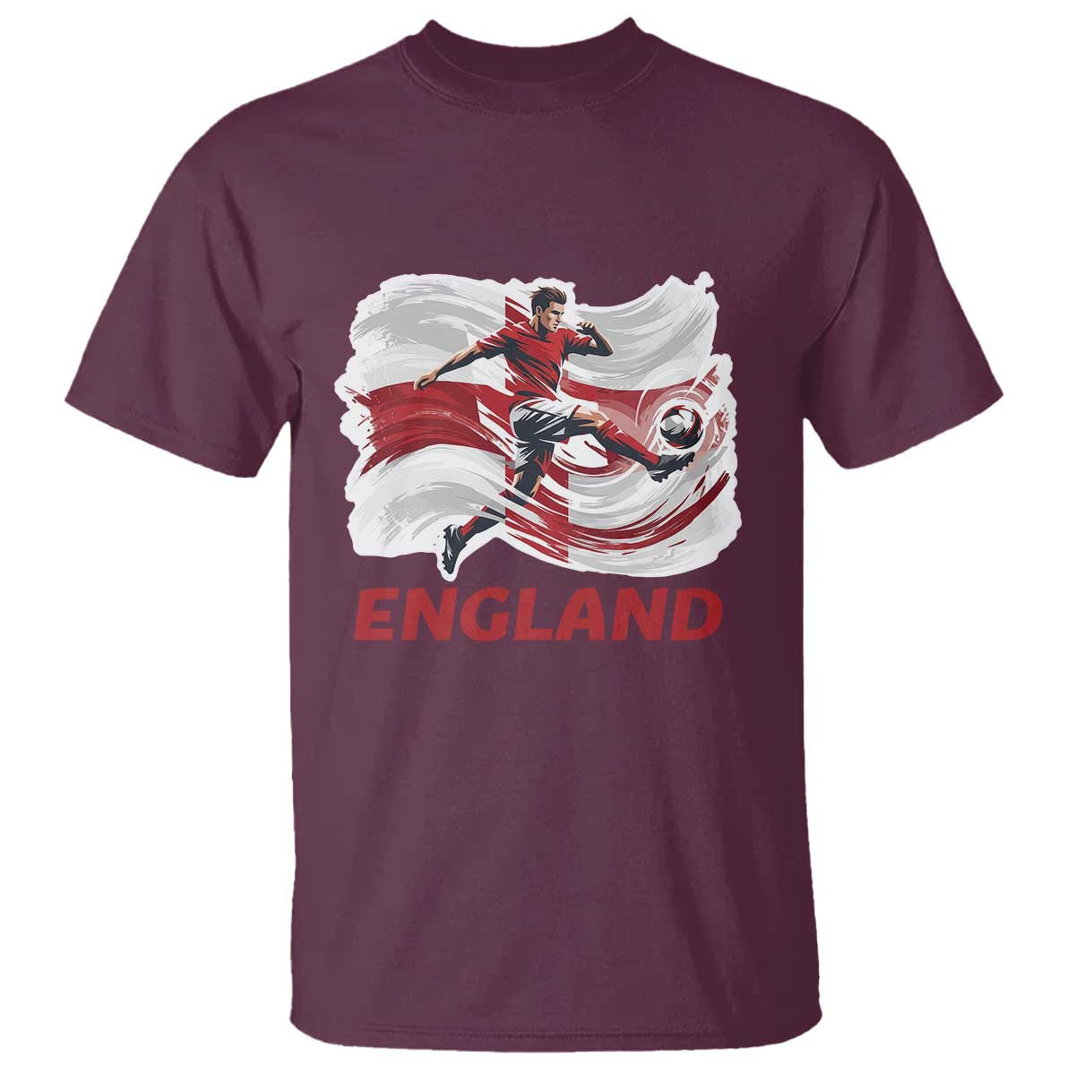 England Soccer Fan English Flag T Shirt TS14 Maroon Print Your Wear