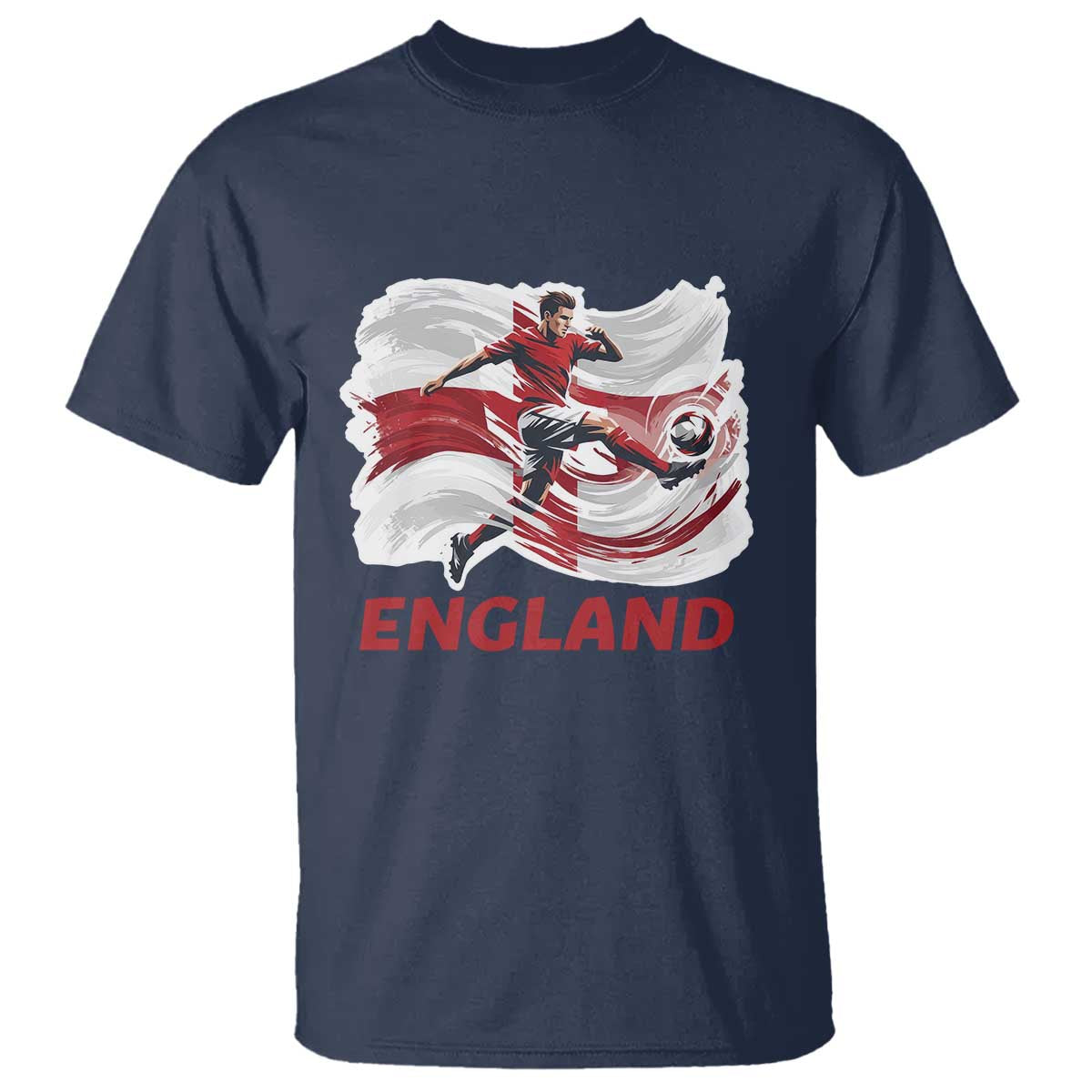 England Soccer Fan English Flag T Shirt TS14 Navy Print Your Wear