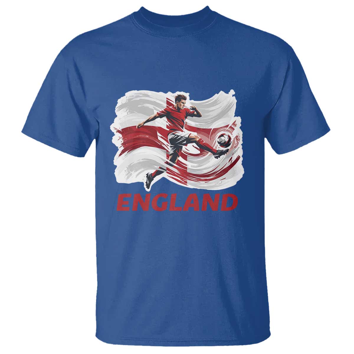 England Soccer Fan English Flag T Shirt TS14 Royal Blue Print Your Wear