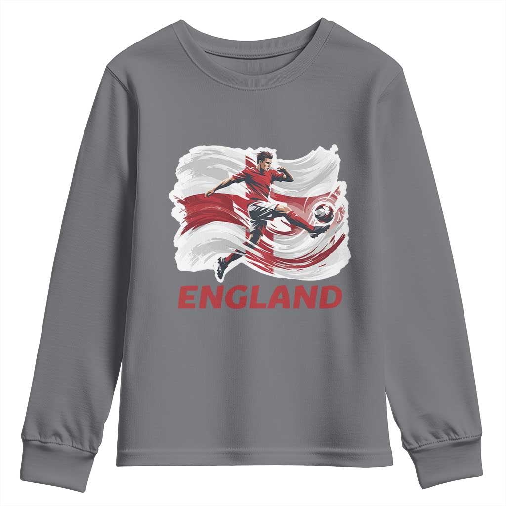 England Soccer Fan English Flag Youth Sweatshirt TS14 Charcoal Print Your Wear
