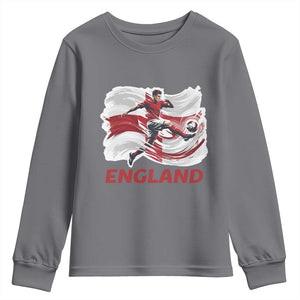 England Soccer Fan English Flag Youth Sweatshirt TS14 Charcoal Print Your Wear