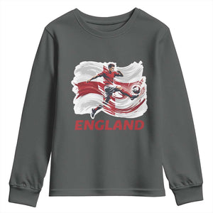 England Soccer Fan English Flag Youth Sweatshirt TS14 Dark Heather Print Your Wear