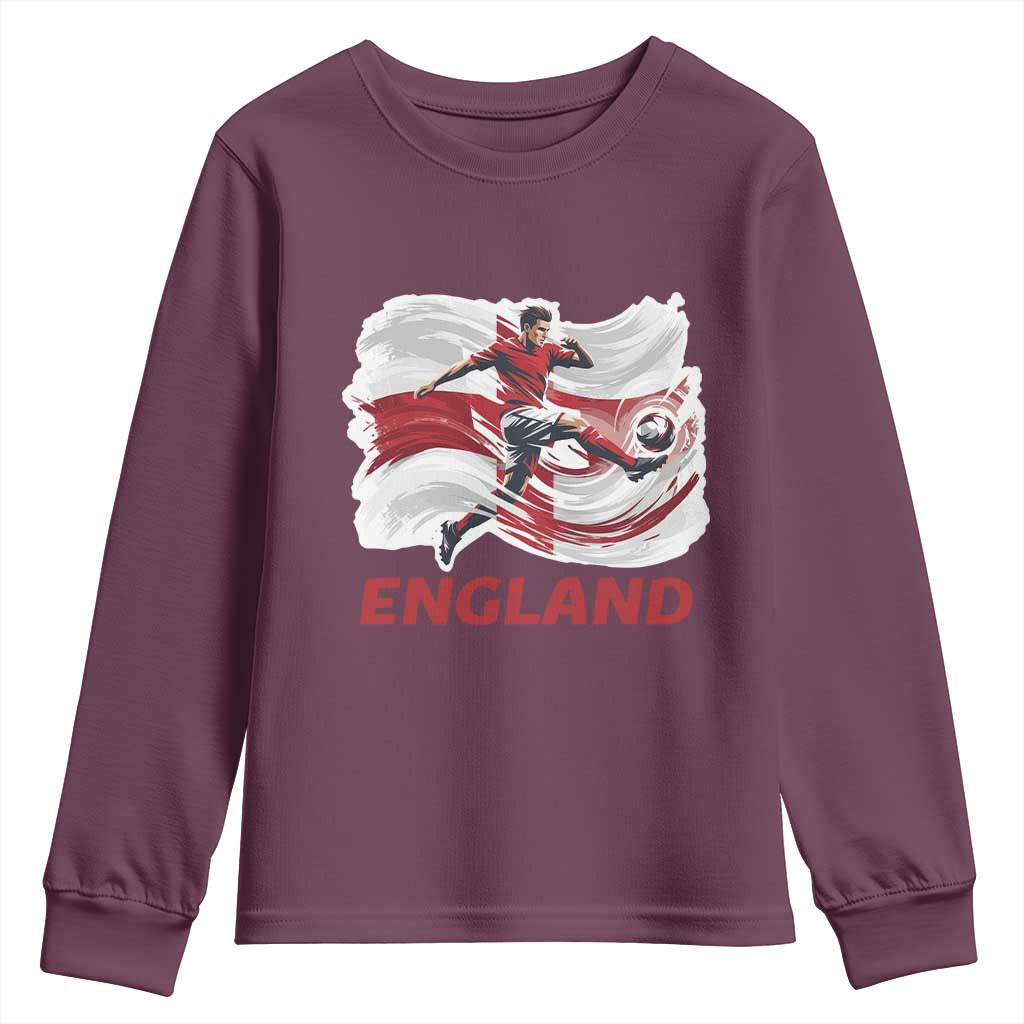 England Soccer Fan English Flag Youth Sweatshirt TS14 Maroon Print Your Wear