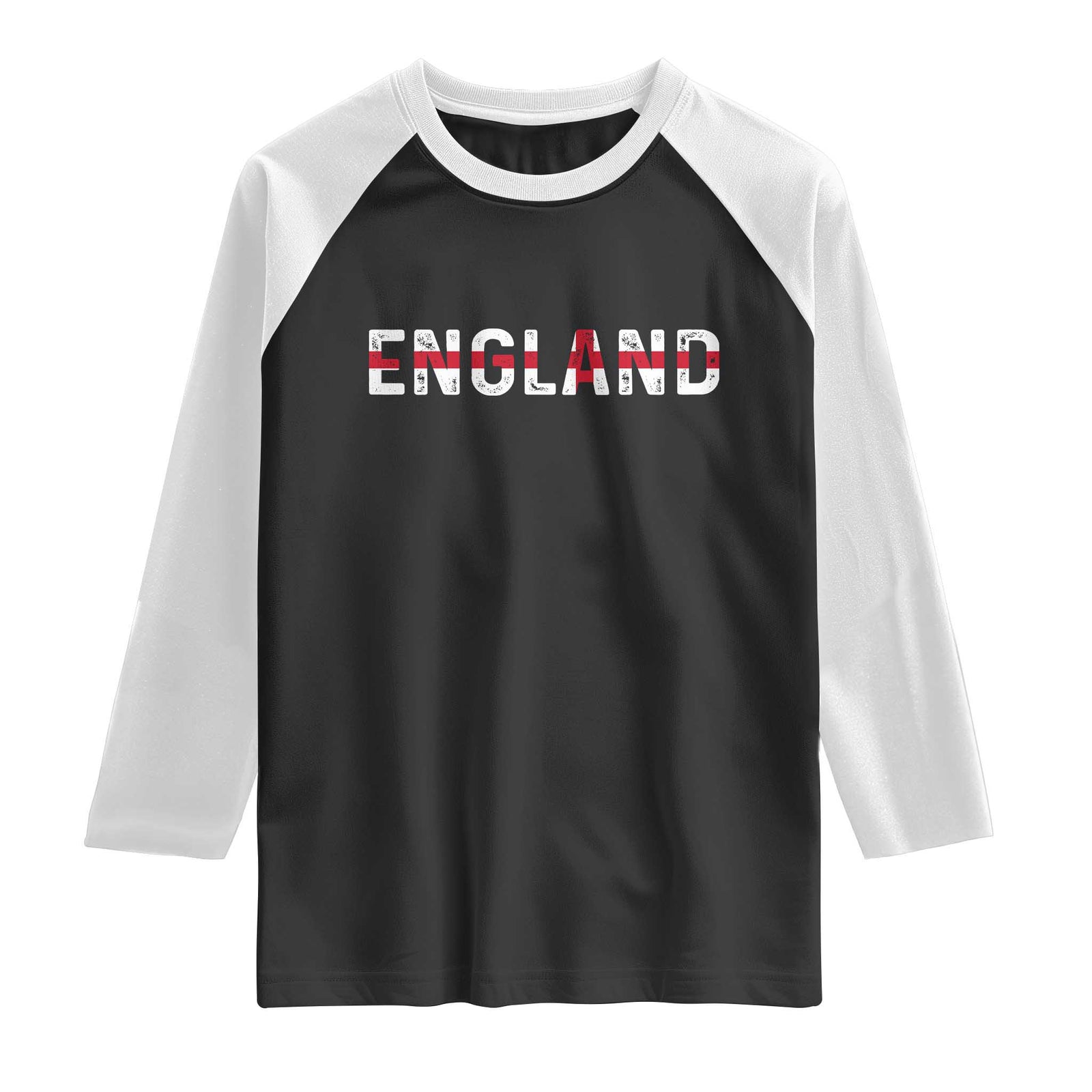 England English Flag Vintage Raglan Shirt TS14 Black White Print Your Wear