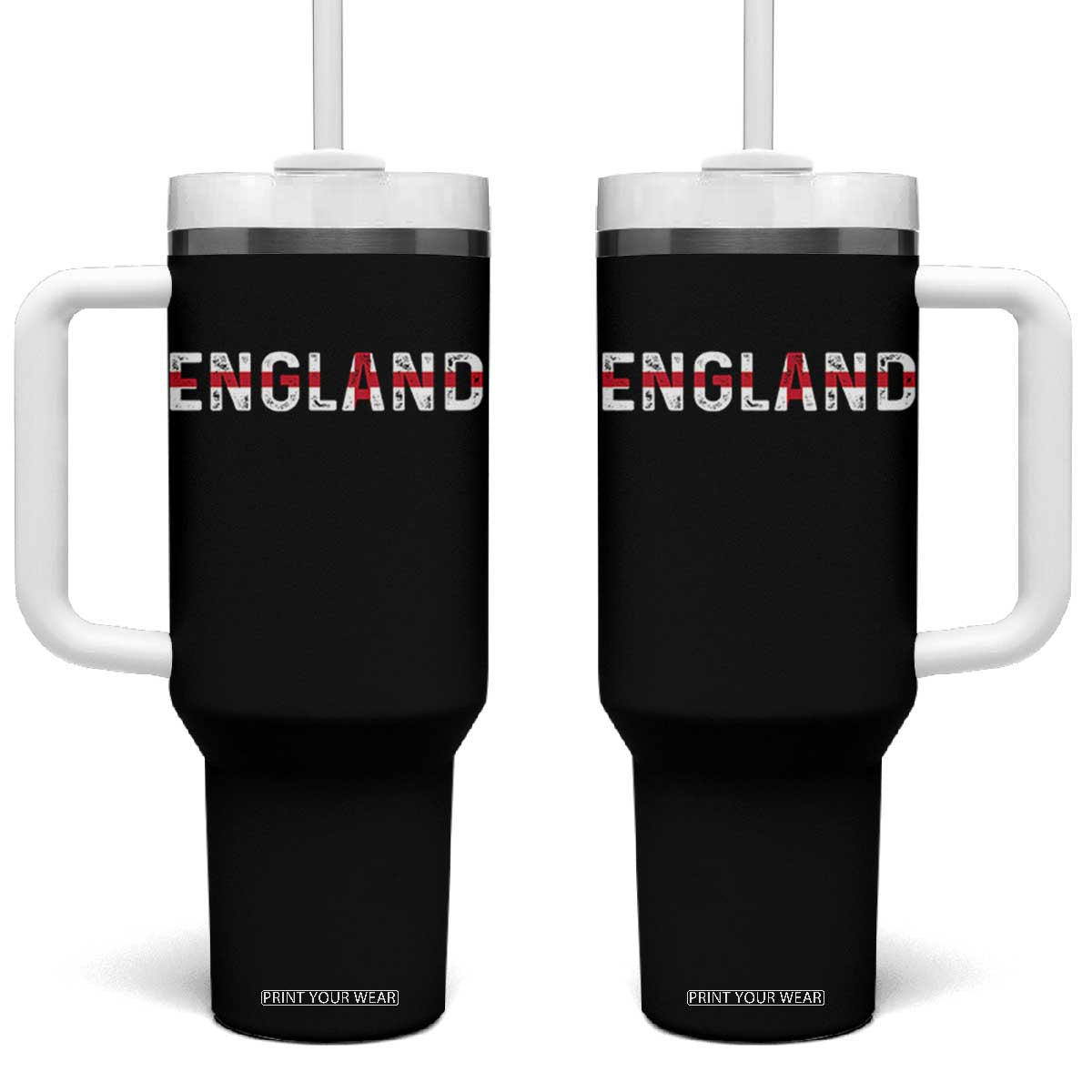 England English Flag Vintage Tumbler With Handle TS14 One Size: 40 oz Black Print Your Wear