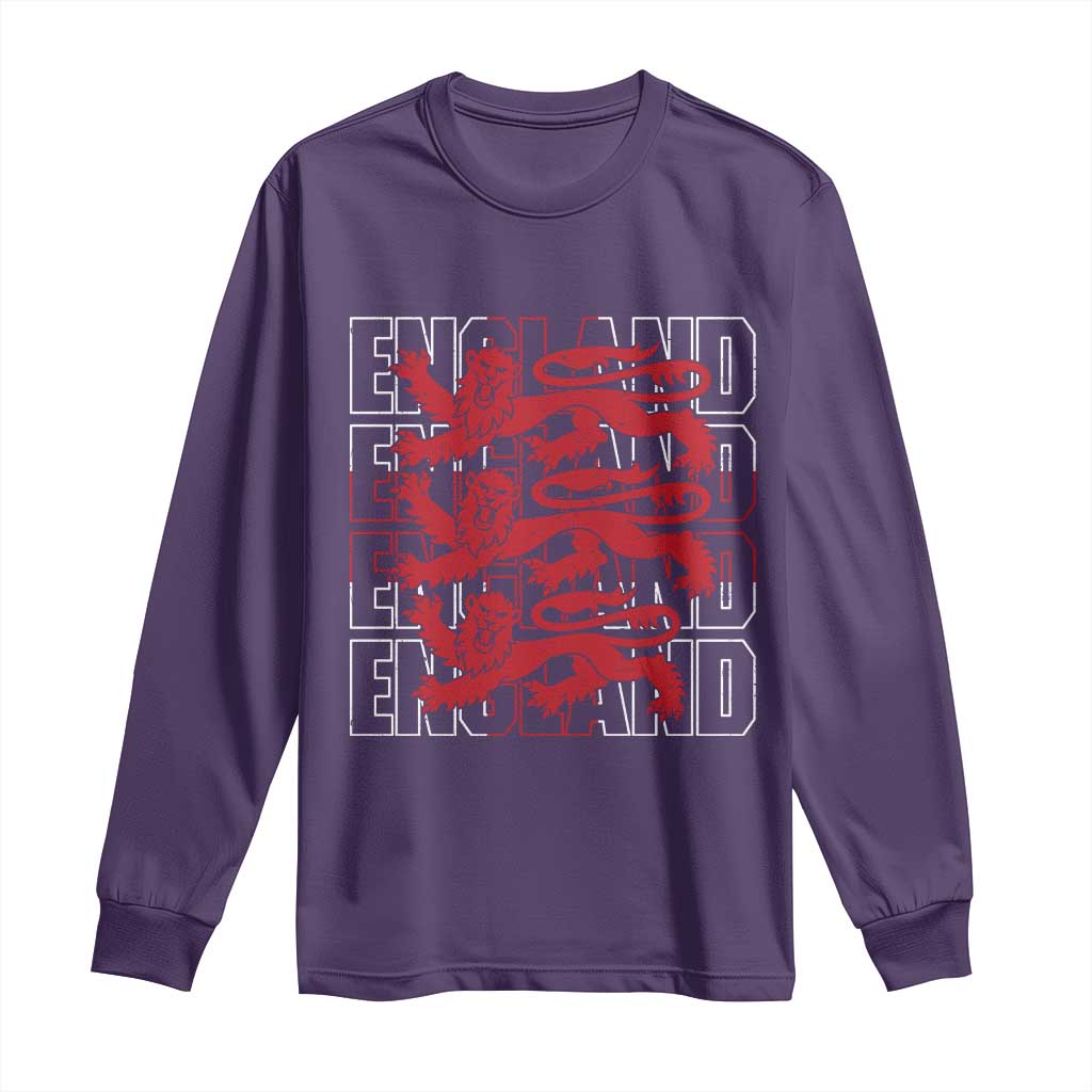 England Flag Lion Symbol English Pride Long Sleeve Shirt TS14 Purple Print Your Wear