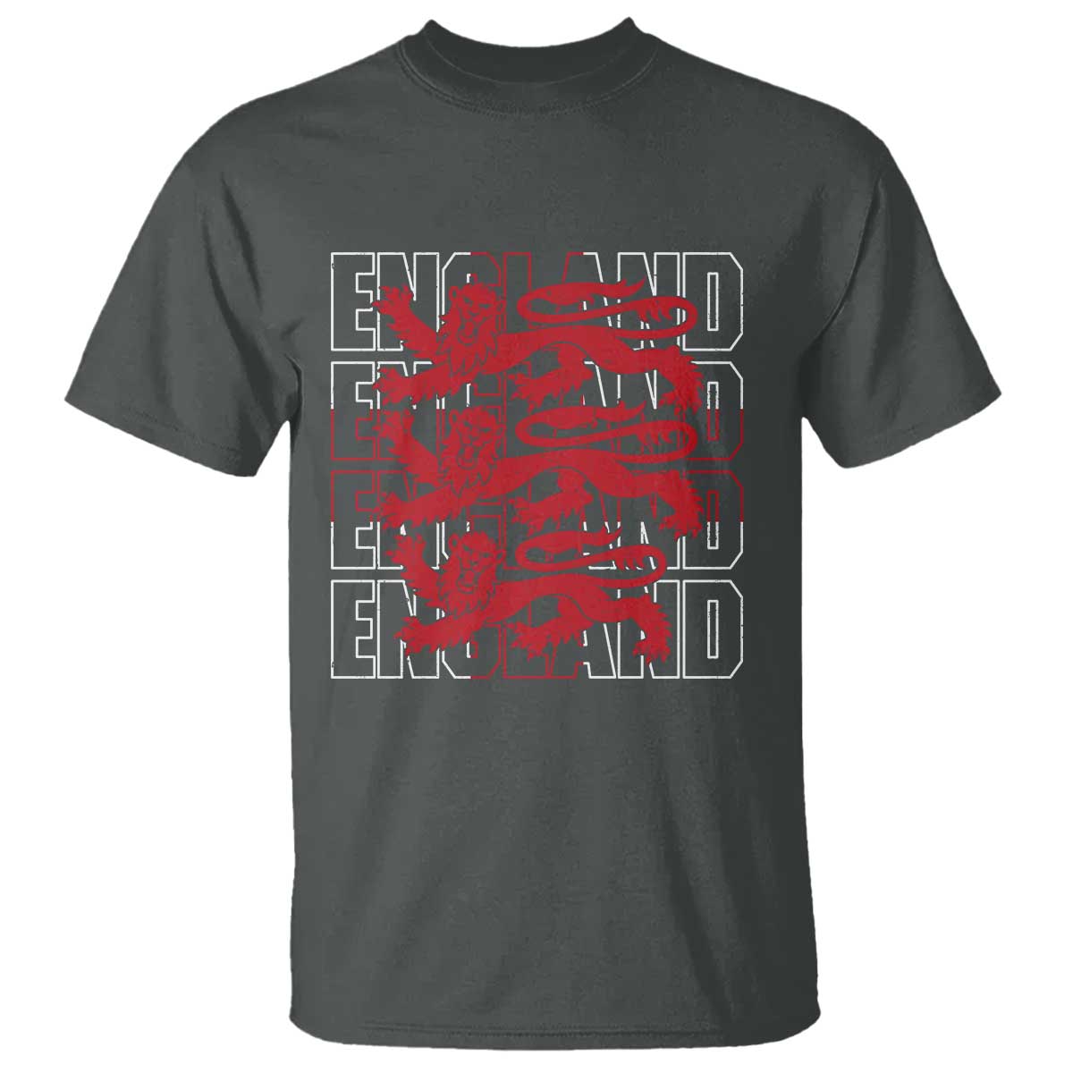 England Flag Lion Symbol English Pride T Shirt TS14 Dark Heather Print Your Wear
