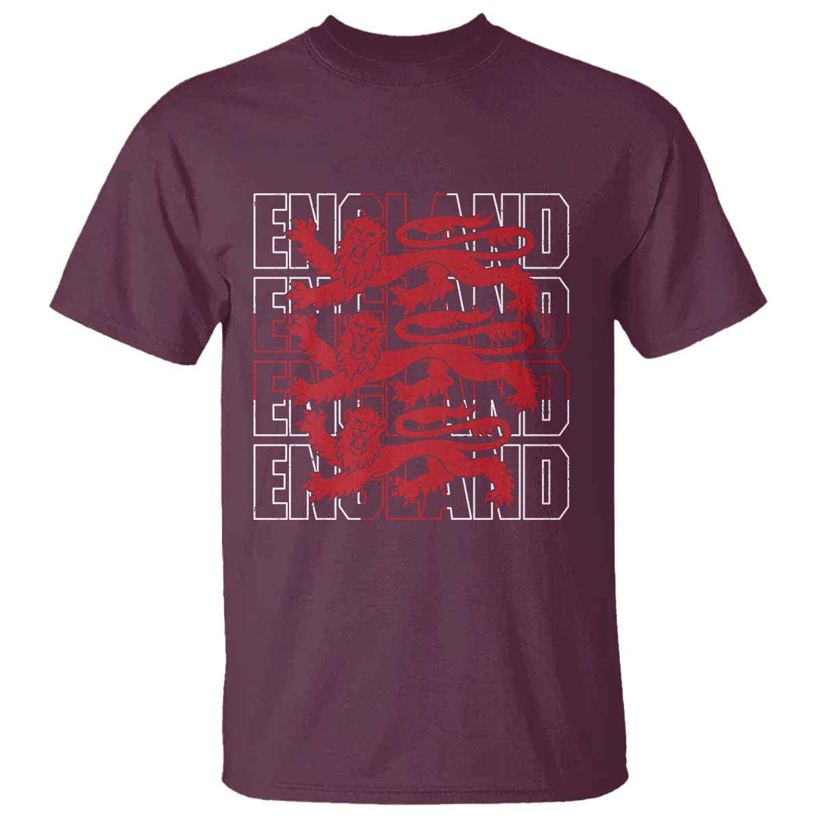 England Flag Lion Symbol English Pride T Shirt TS14 Maroon Print Your Wear