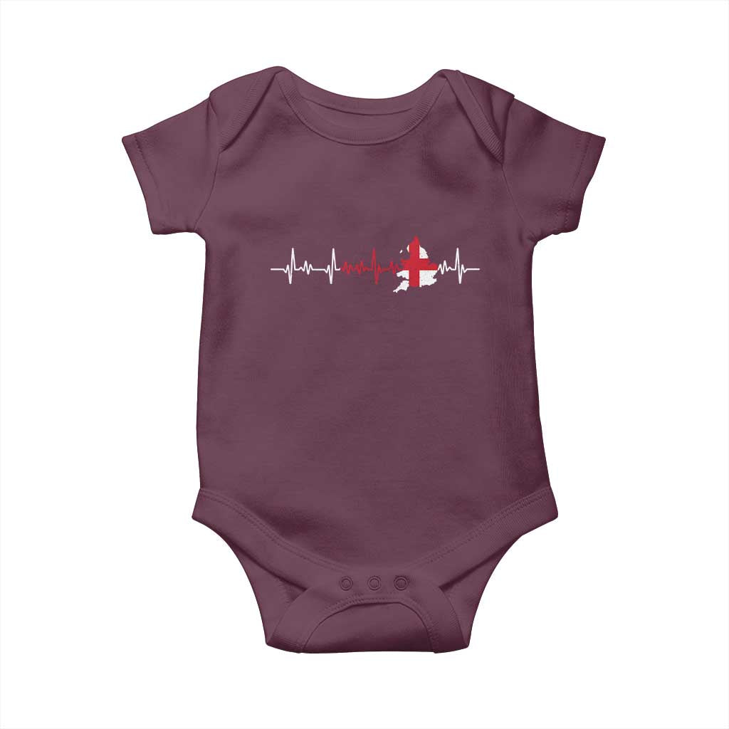 England Heartbeat EKG English Flag Map Baby Onesie TS14 Maroon Print Your Wear