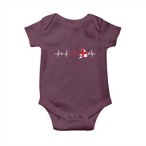 England Heartbeat EKG English Flag Map Baby Onesie TS14 Maroon Print Your Wear