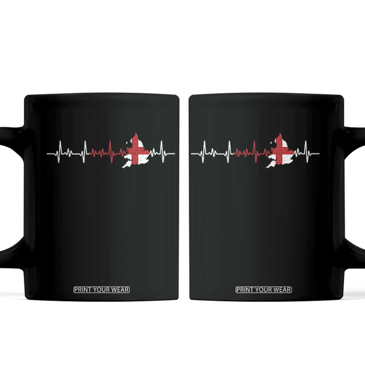 England Heartbeat EKG English Flag Map Coffee Mug TS14 Black Print Your Wear