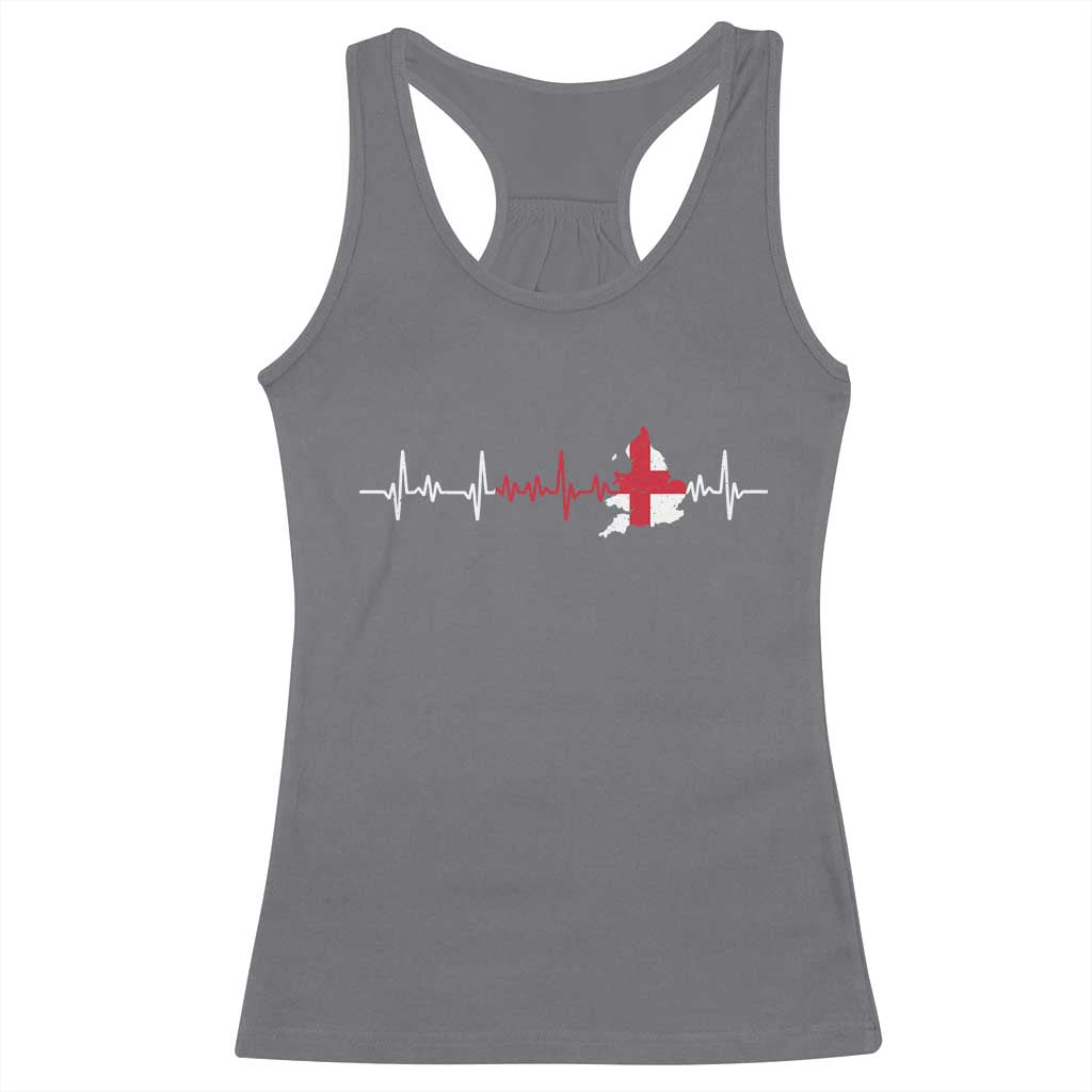 England Heartbeat EKG English Flag Map Racerback Tank Top TS14 Charcoal Print Your Wear