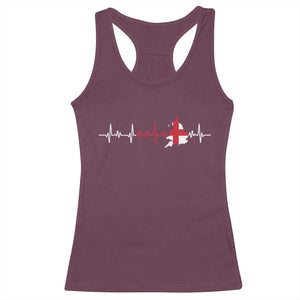 England Heartbeat EKG English Flag Map Racerback Tank Top TS14 Maroon Print Your Wear