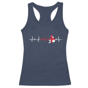 England Heartbeat EKG English Flag Map Racerback Tank Top TS14 Navy Print Your Wear