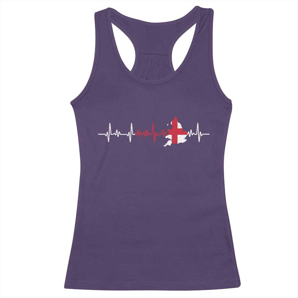 England Heartbeat EKG English Flag Map Racerback Tank Top TS14 Purple Print Your Wear