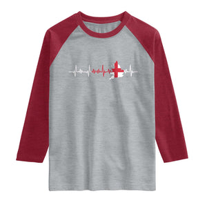 England Heartbeat EKG English Flag Map Raglan Shirt TS14 Heather Gray Heather Red Print Your Wear