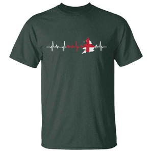 England Heartbeat EKG English Flag Map T Shirt TS14 Dark Forest Green Print Your Wear