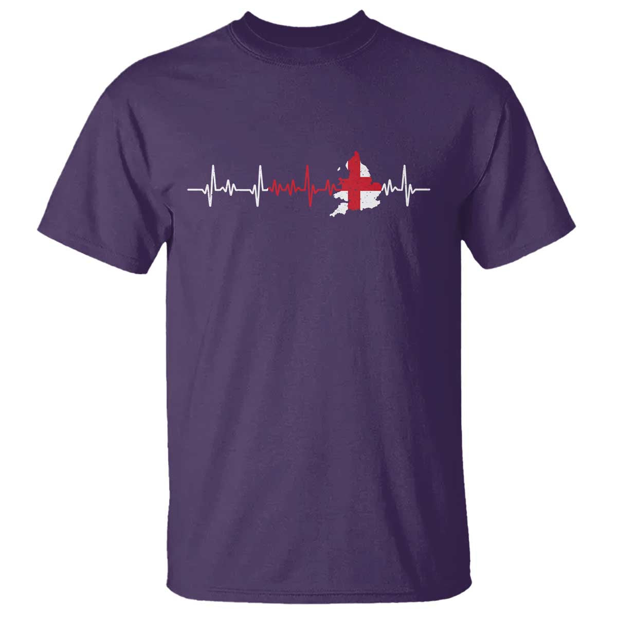England Heartbeat EKG English Flag Map T Shirt TS14 Purple Print Your Wear
