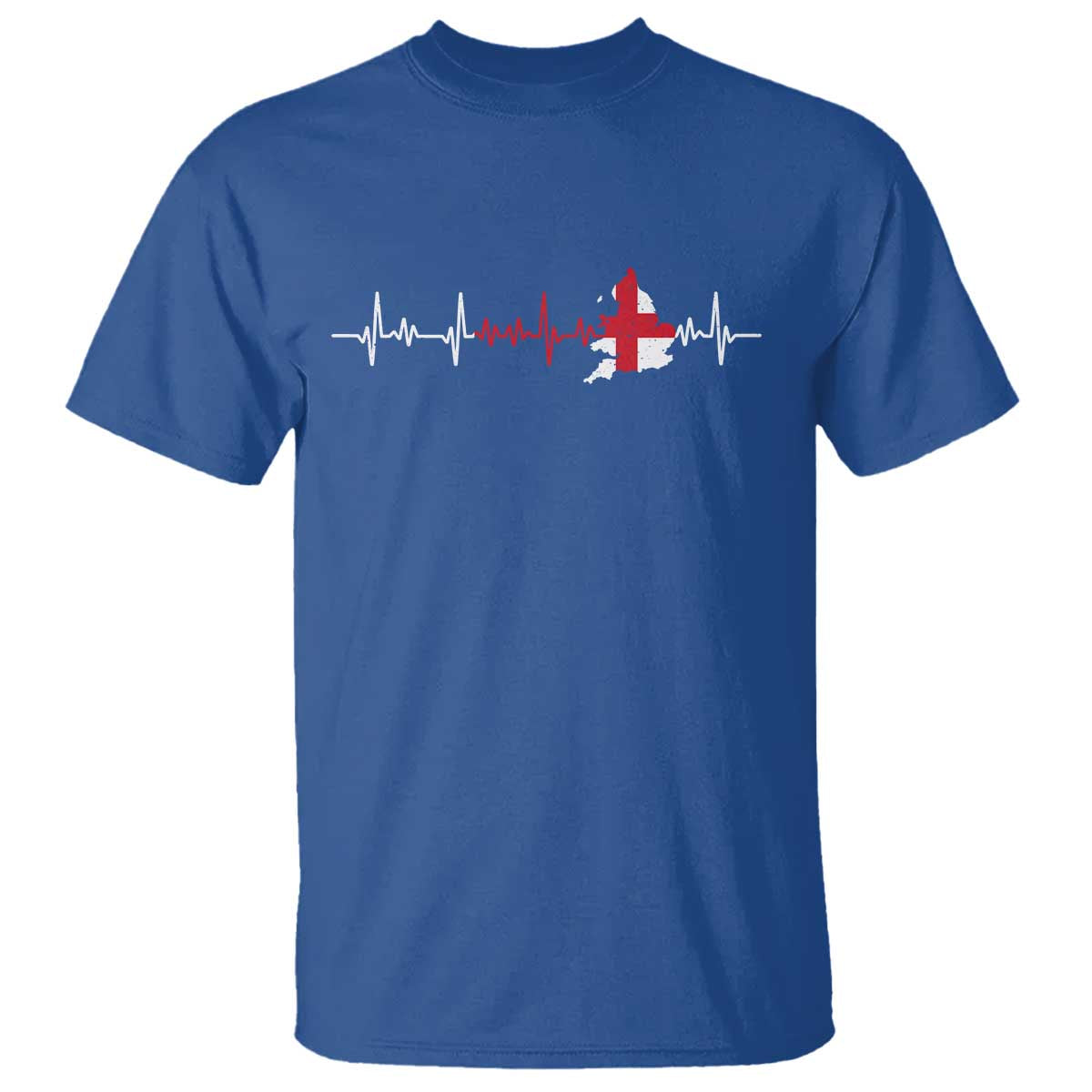 England Heartbeat EKG English Flag Map T Shirt TS14 Royal Blue Print Your Wear