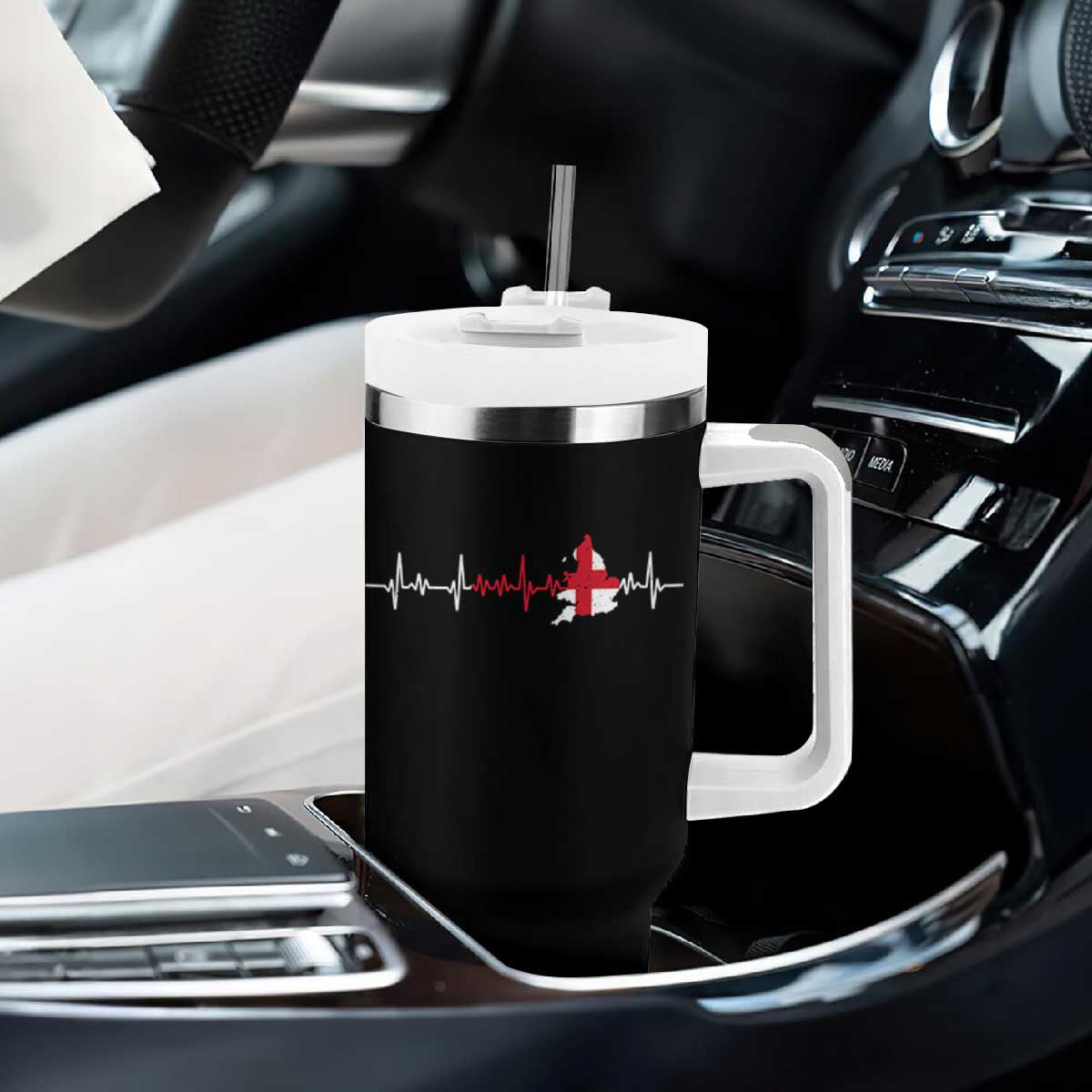 England Heartbeat EKG English Flag Map Tumbler With Handle TS14 Print Your Wear