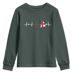 England Heartbeat EKG English Flag Map Youth Sweatshirt TS14 Dark Forest Green Print Your Wear