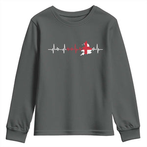England Heartbeat EKG English Flag Map Youth Sweatshirt TS14 Dark Heather Print Your Wear
