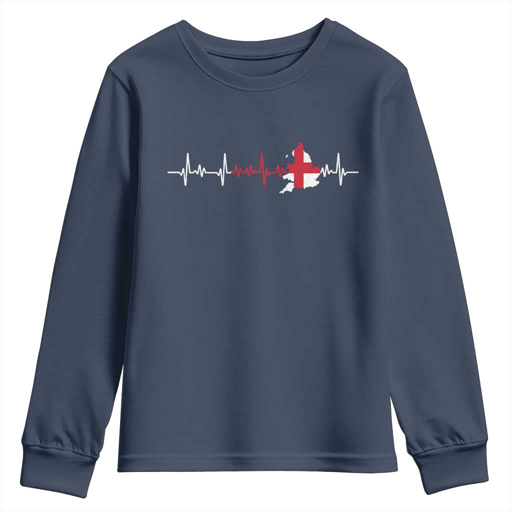 England Heartbeat EKG English Flag Map Youth Sweatshirt TS14 Navy Print Your Wear