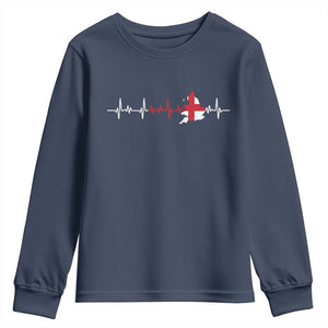 England Heartbeat EKG English Flag Map Youth Sweatshirt TS14 Navy Print Your Wear