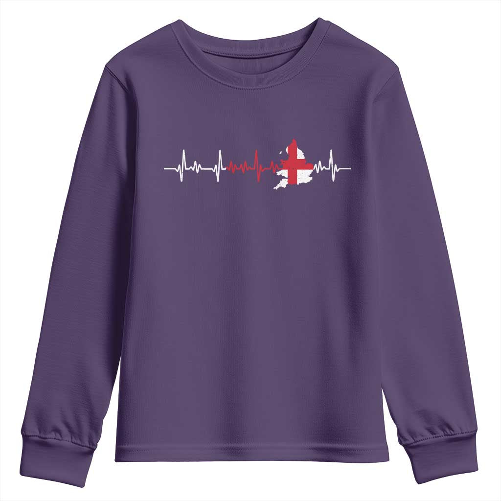 England Heartbeat EKG English Flag Map Youth Sweatshirt TS14 Purple Print Your Wear