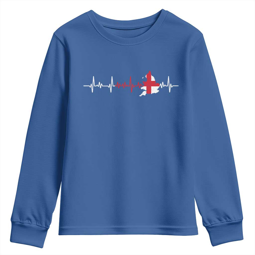 England Heartbeat EKG English Flag Map Youth Sweatshirt TS14 Royal Blue Print Your Wear