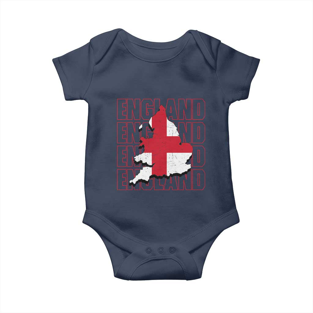 England Map St George's Cross English Roots Baby Onesie TS14 Navy Print Your Wear