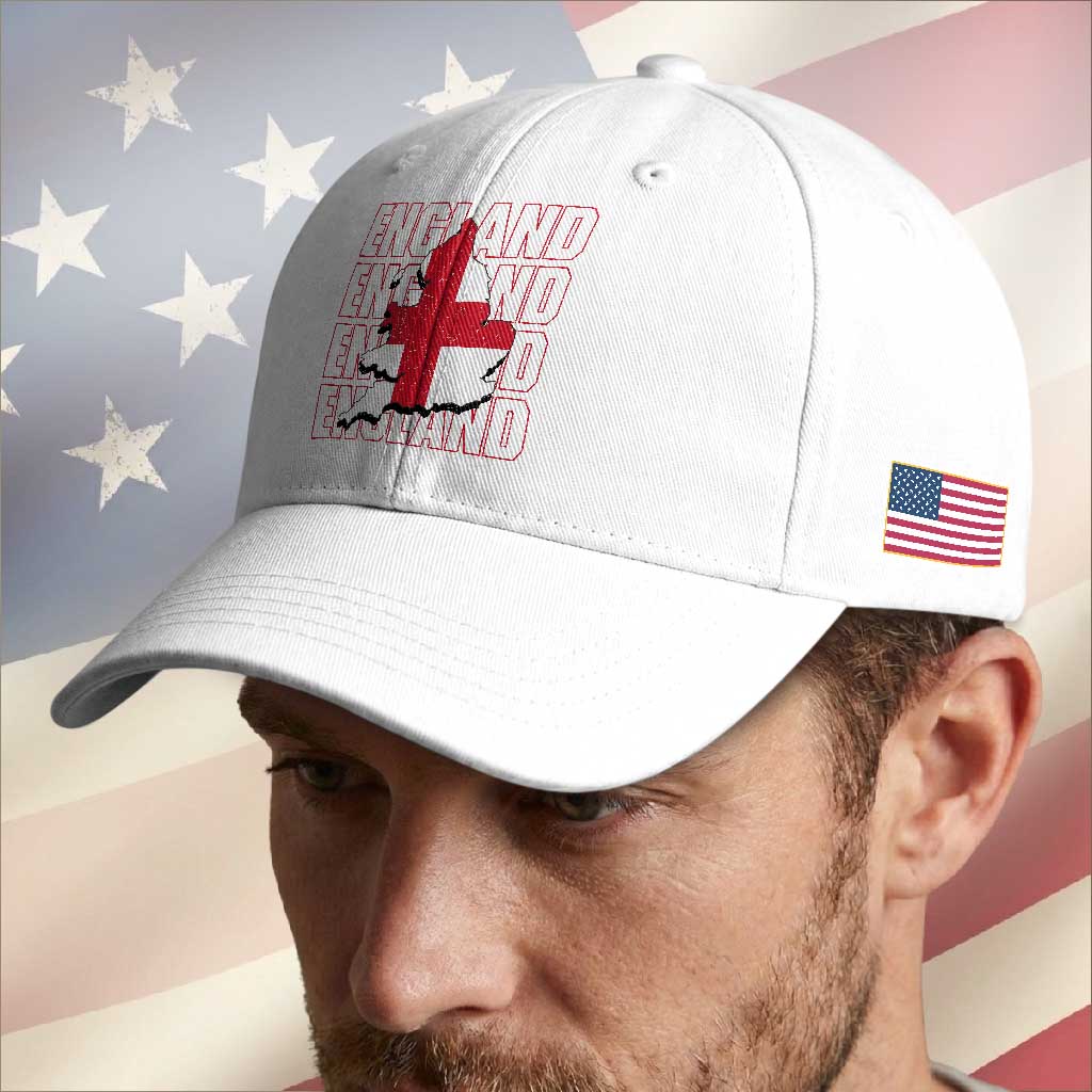 England Map St George's Cross English Roots Baseball Cap TS14 Print Your Wear