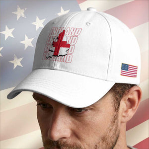 England Map St George's Cross English Roots Baseball Cap TS14 Print Your Wear