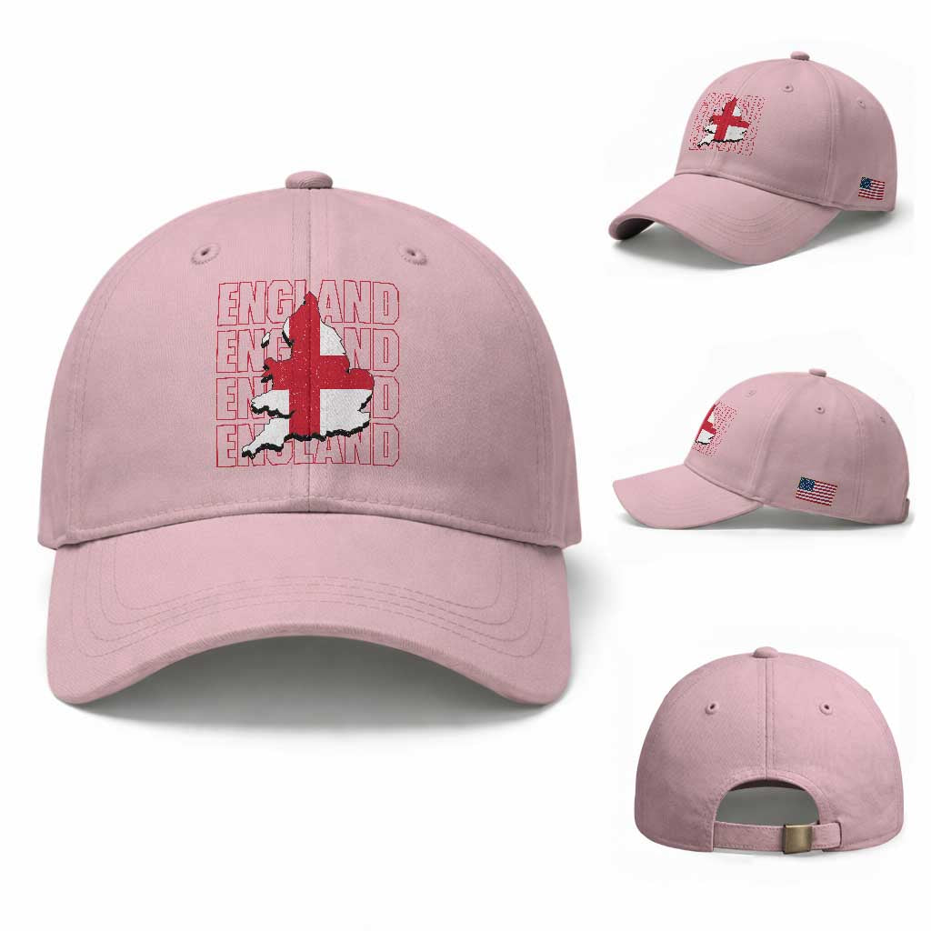 England Map St George's Cross English Roots Baseball Cap TS14 Baseball Cap Universal Fit Light Pink Print Your Wear