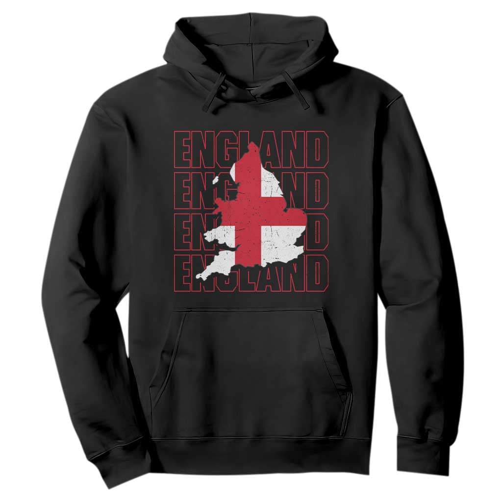 England Map St George's Cross English Roots Hoodie TS14 Black Print Your Wear