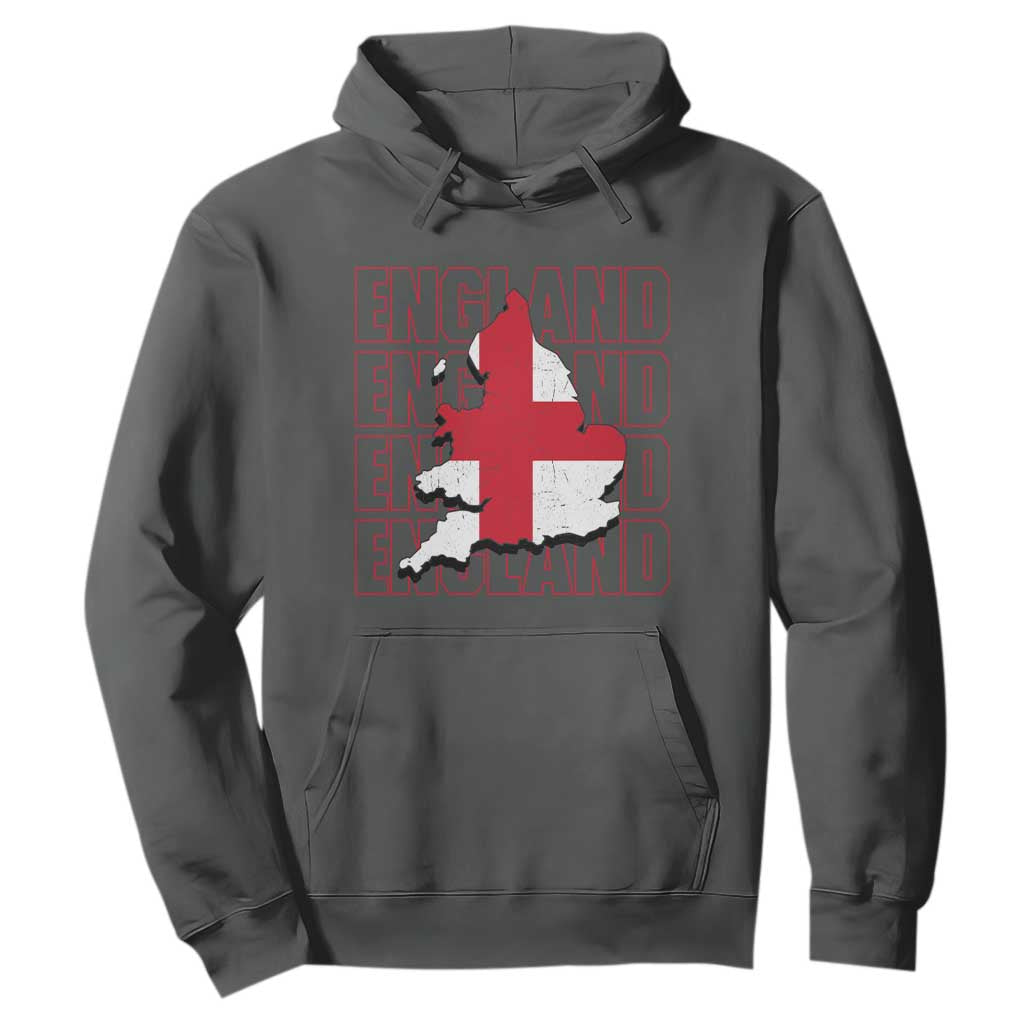 England Map St George's Cross English Roots Hoodie TS14 Dark Heather Print Your Wear