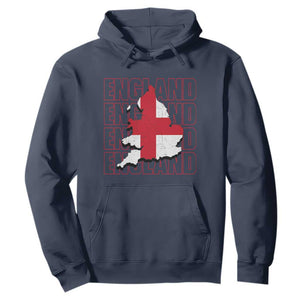England Map St George's Cross English Roots Hoodie TS14 Navy Print Your Wear