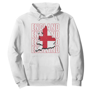 England Map St George's Cross English Roots Hoodie TS14 White Print Your Wear